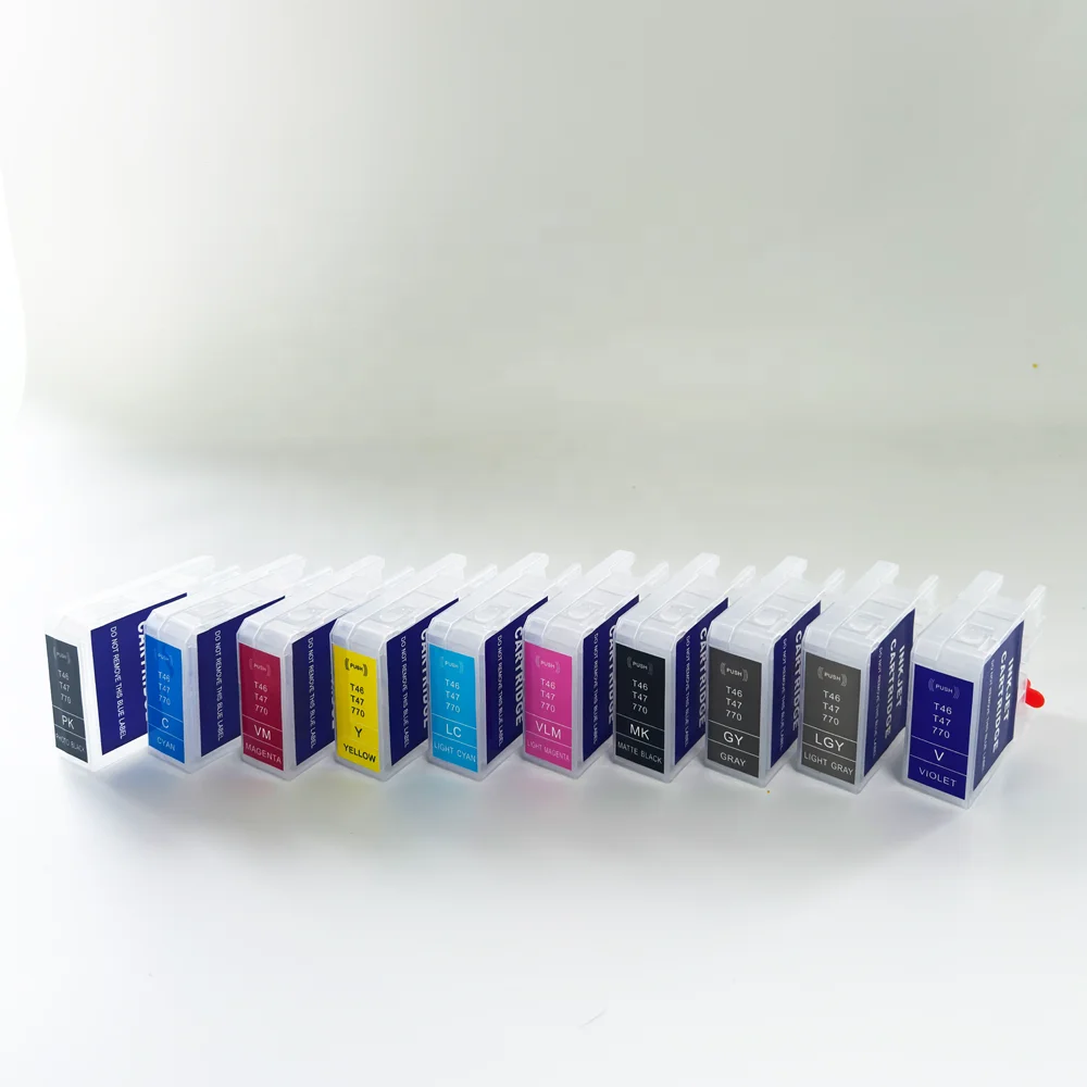 WEL-TRY Llenar el cartucho for Epson SureColor P700/P708/P900/P906/P908 t46 t47 Cartridge MBK Dye Ink Refillable cartridge Empty
