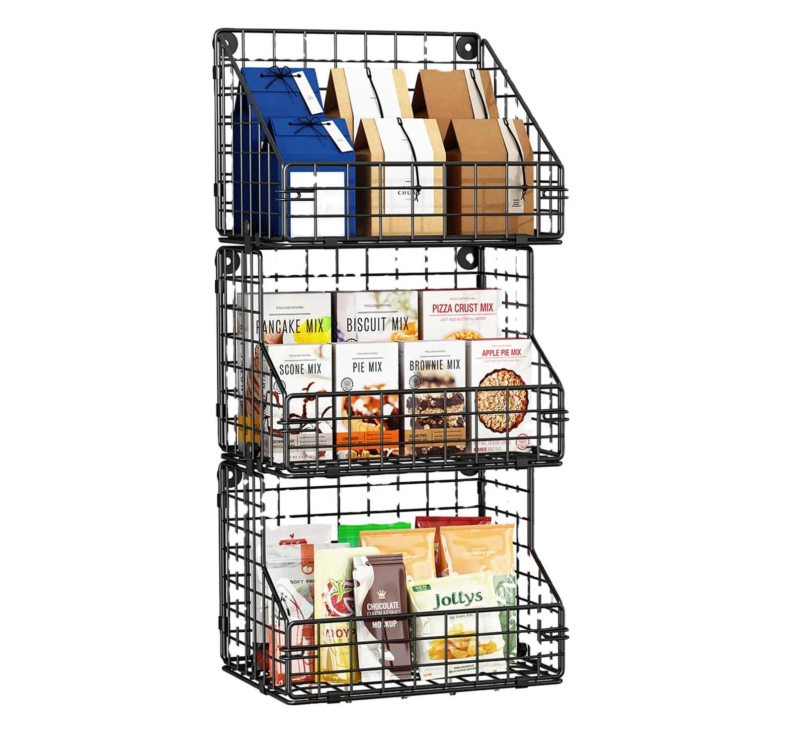 Современная компактная 3-ярусная металлическая проволока Складная складная корзина для хранения посуды чайный пакетик закуски бумажный стаканчик