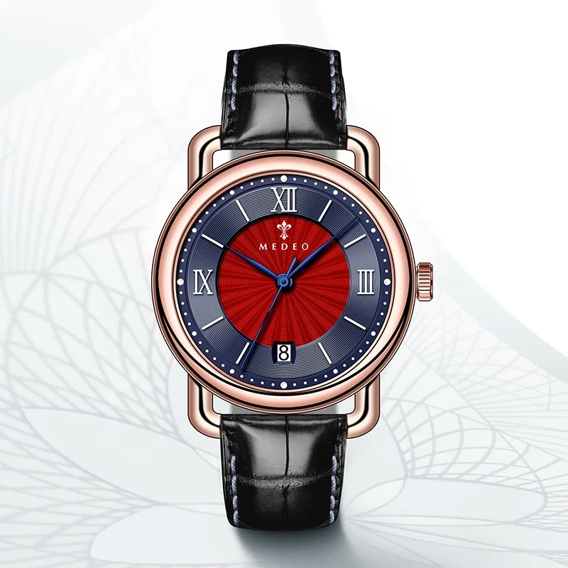 Strap Wristwatch Quartz Watch Stainless Steel Buckle Genuine Leather watch Straps Sapphire Glass Quartz Watch for Men