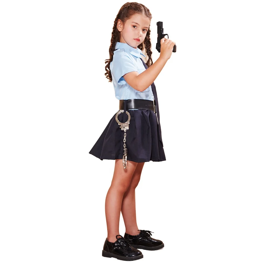 Cute Halloween costume for girls kids police women cosplay uniform naughty cop fancy dress festival clothing
