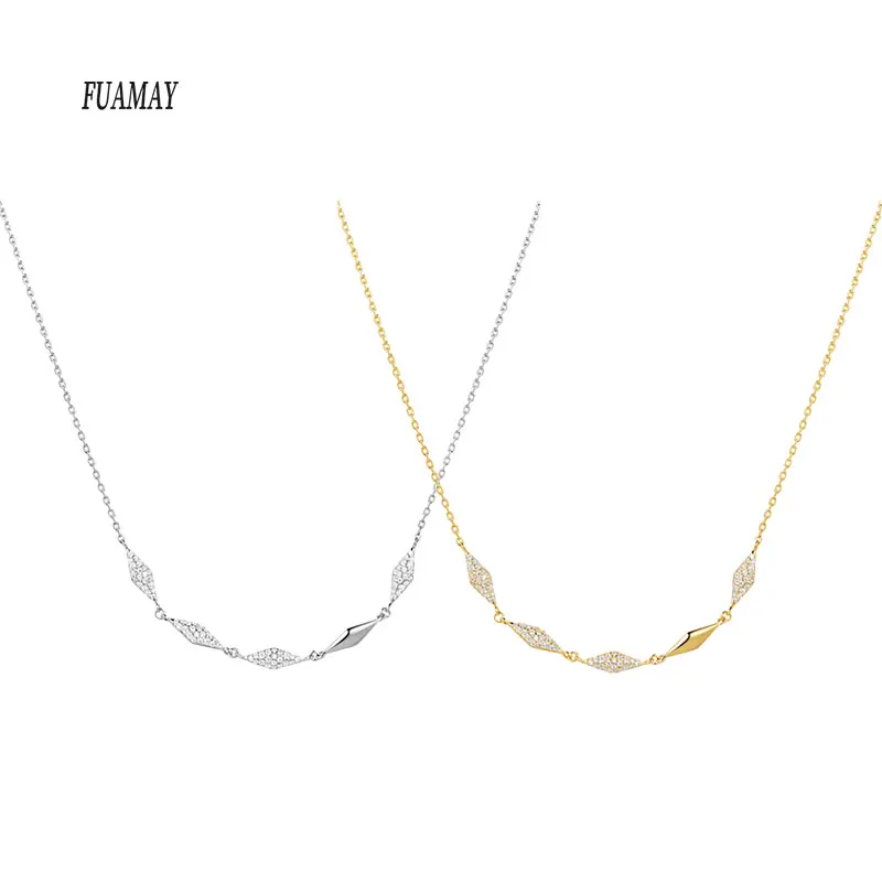 FUAMAY Link Chain Long Chain Jewelry Simple Design 18K Gold Plated Multi Sparkle Necklace