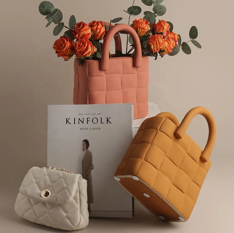 Nordic creative handbags ceramic vases living rooms flower arrangements home decoration ornaments