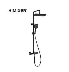 HIMIXER modern matte black shower column system with jets 2 handle luxury shower taps brass thermostatic shower mixer faucet set