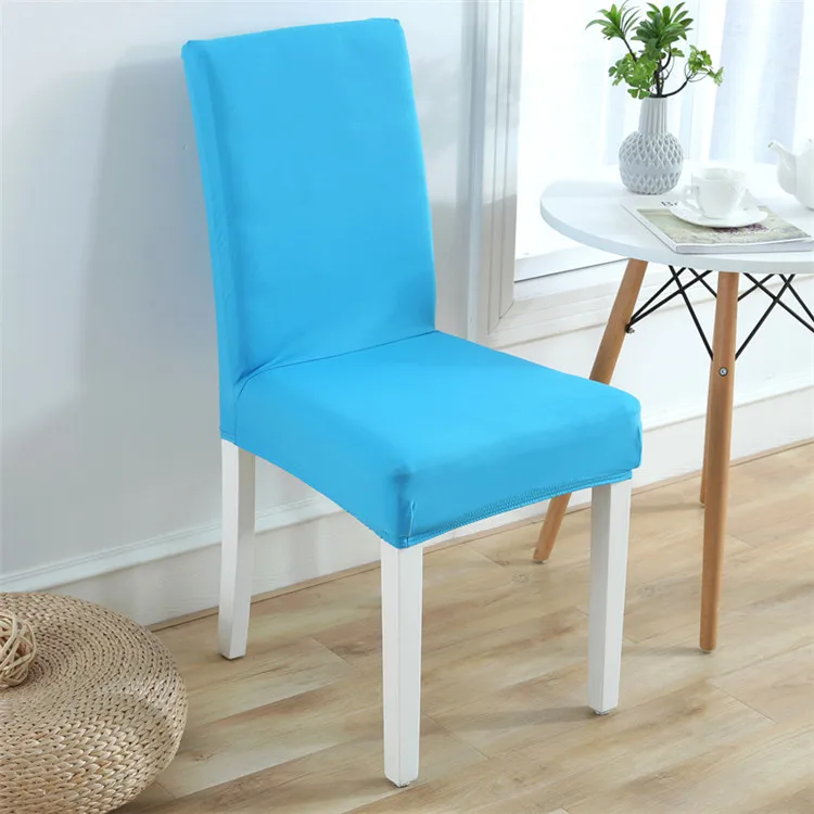 Cheaper Plain Dyed blue chair cover dust proof Stretch Chair Covers for Dining Room Set