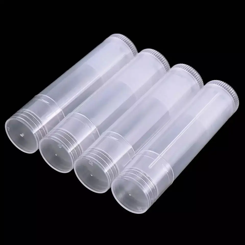 Wholesale 5g round Transparent Empty Chapstick Tubes Small Lip Balm Containers Cute Lip Balm Tube twist up