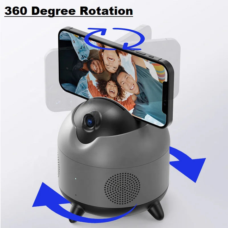 Amazlife M136 Portable Auto Face Tracking Smart Rotation Wireless Blue Tooth Music Speaker with Phone Holder