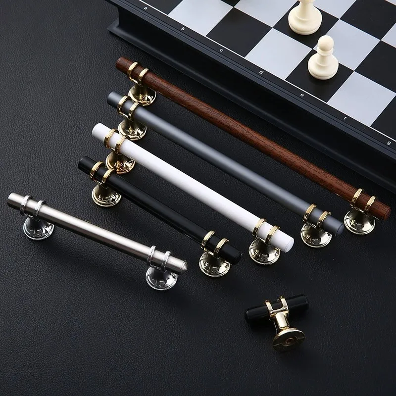 Cabinet Furniture Fittings Black Single Hole Handle Wholesale Cross Border Wardrobe Door Handle Gold Aluminum Alloy Drawer