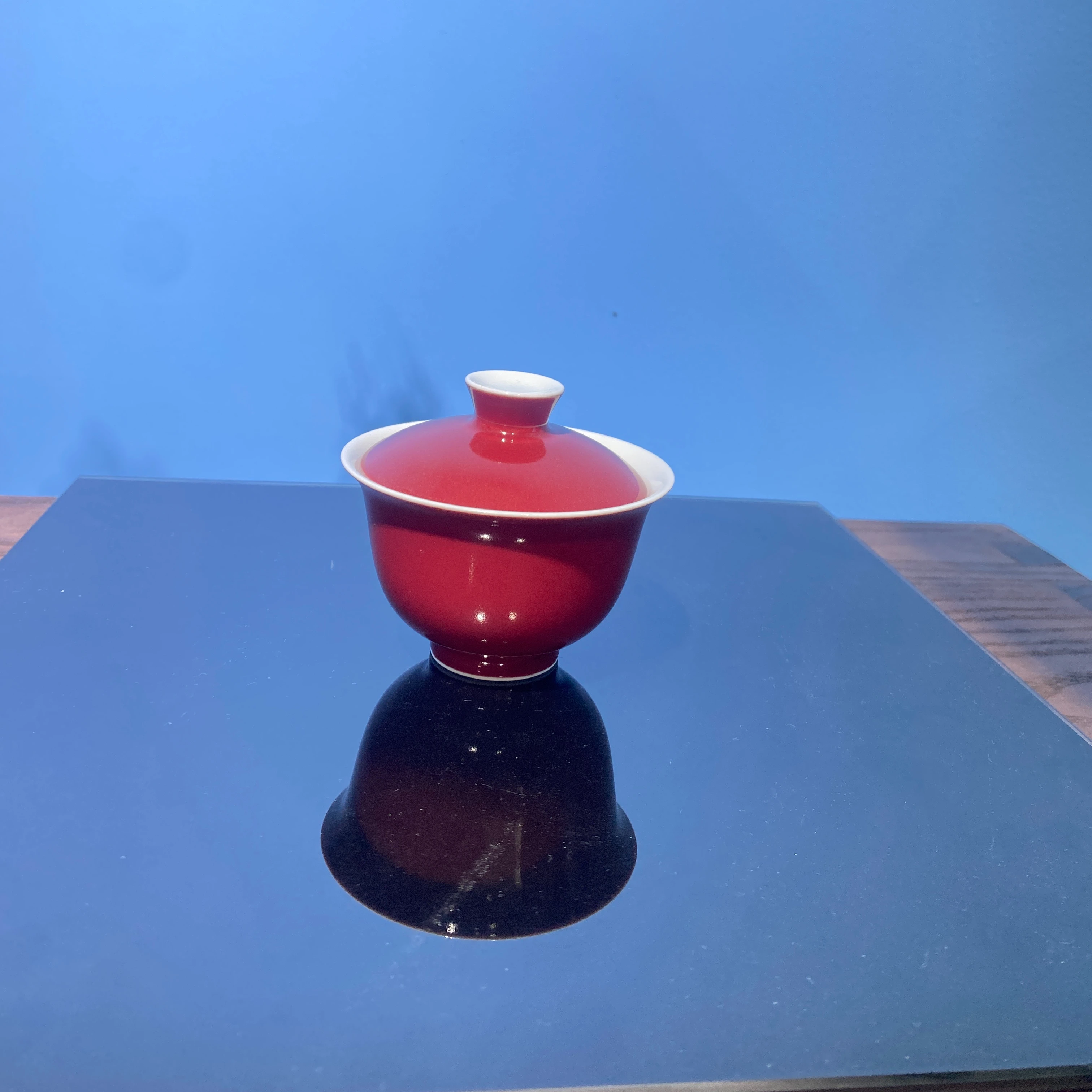 Ceramic Jihong Glazed Cover Bowl Tea Cup Tea Making Bowl, Household Wedding Kung Fu Tea Set Two Talents Cover Bowl