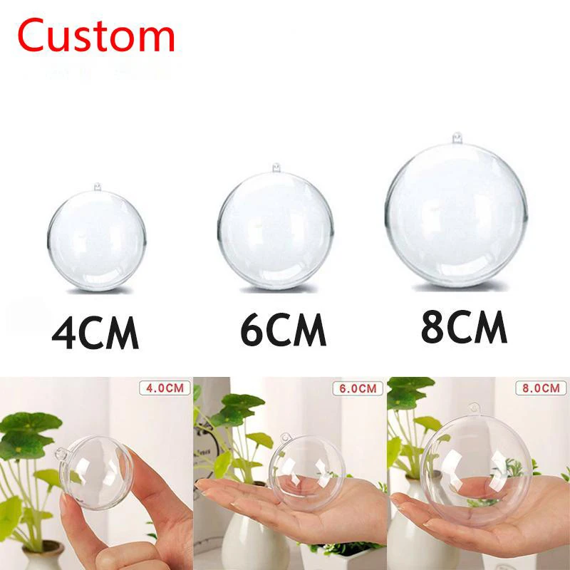 Christmas Transparent Ball Plastic Christmas Trees DIY Open Ball Box Bauble Ornament Gift Present Party Home Decoration Custom