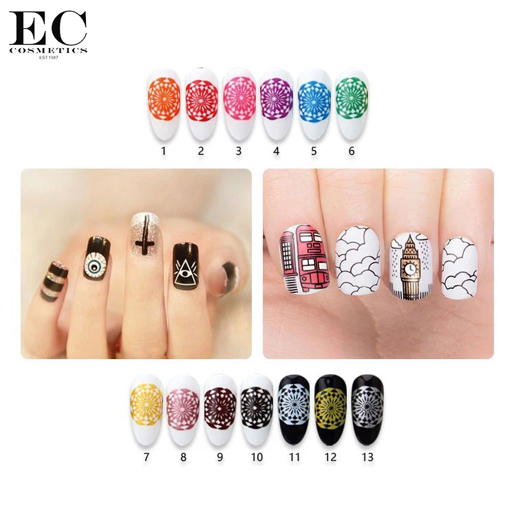 Pedicure and manicure custom design brand logo nail stamp polish gel scrapers stamping plates nail art stamper starter kit