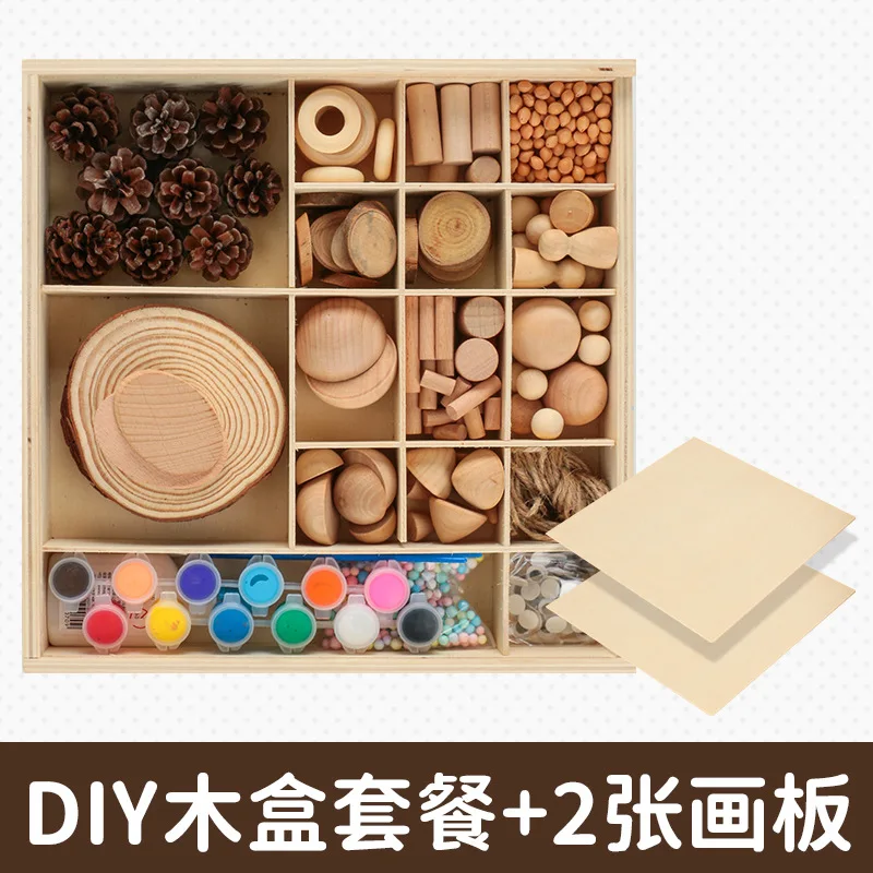 Creative DIY Wood Painting Natural Wood Slice Branch Painting Handmade Material Package for Kindergarten Area Material Package