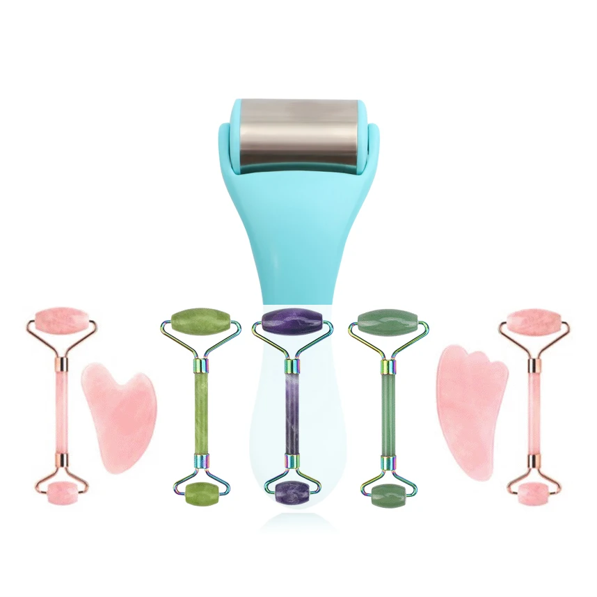 
Amazon hot selling and roll-on red skin care set jade roller gua sha scrapping with low price 