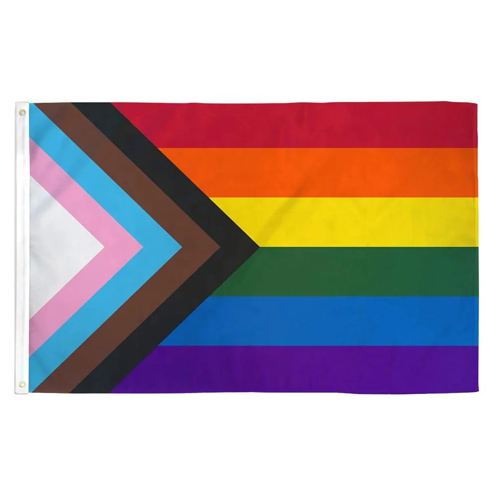 LGBT New Pride Flag 3ft x 5ft Printed Polyester Progress Pride Flag