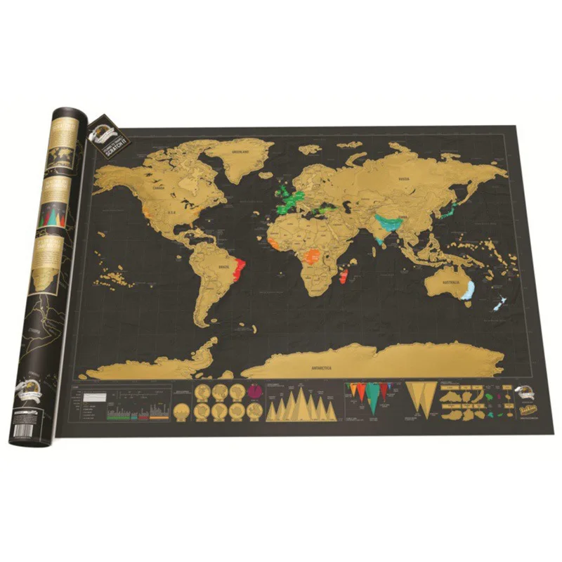 China Manufacturer Large World Map Scratch Off Travel Map Designed for Travelers, Wall Art Poster