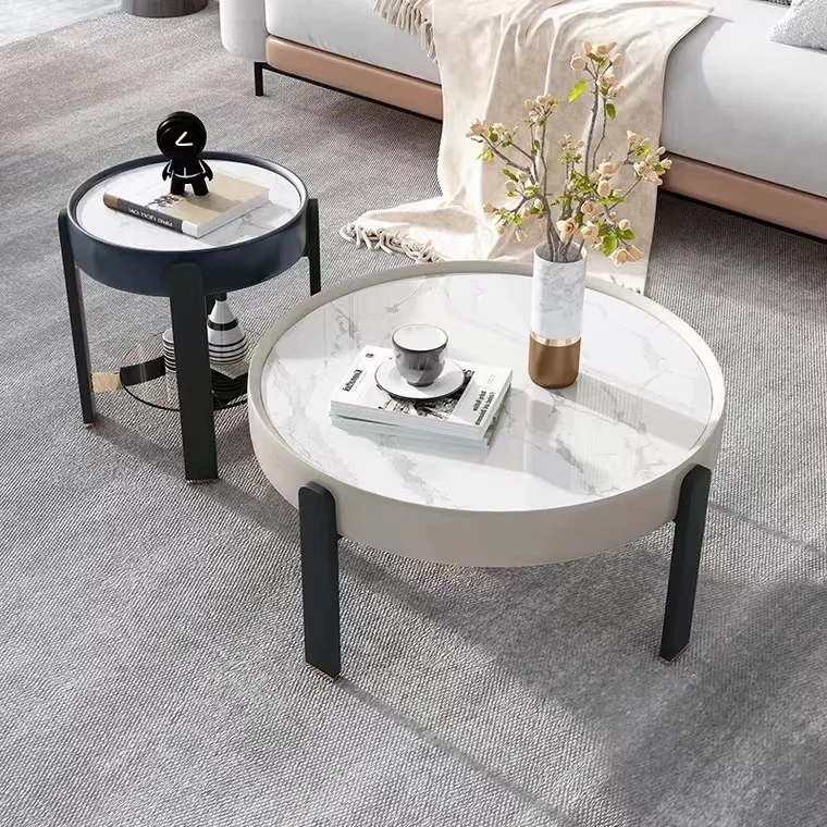 with Marble Texture Wrought Iron Minimalist Office Home Living Room Sofa Furniture Luxury Coffee Table