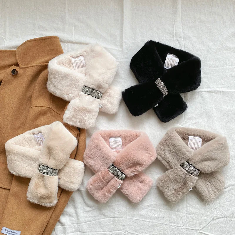 Заводской низкий минимальный заказ зимний шейный шарф разноцветные шарфы из искусственного меха со стразами мягкие уютные толстые для