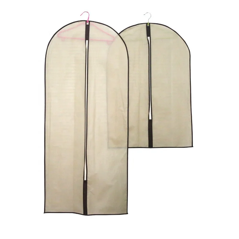 Large size Suit cover bag  with zipper beige color nonwoven material clothes suit bag