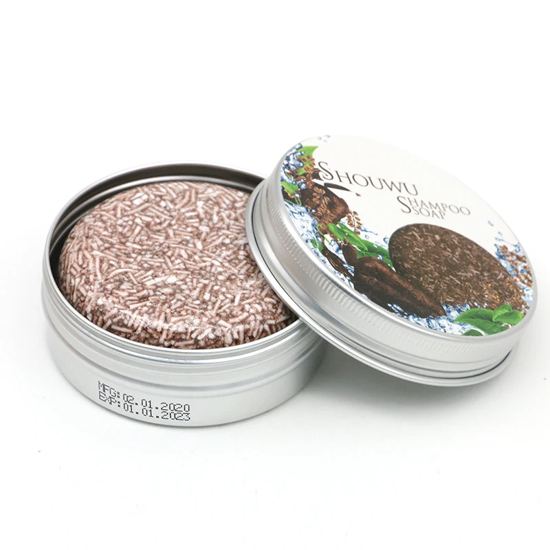 
Organic ShouWu shampoo soap bar tin can packing hair wash soap bar hair darken Polygonum multiflorum bar 