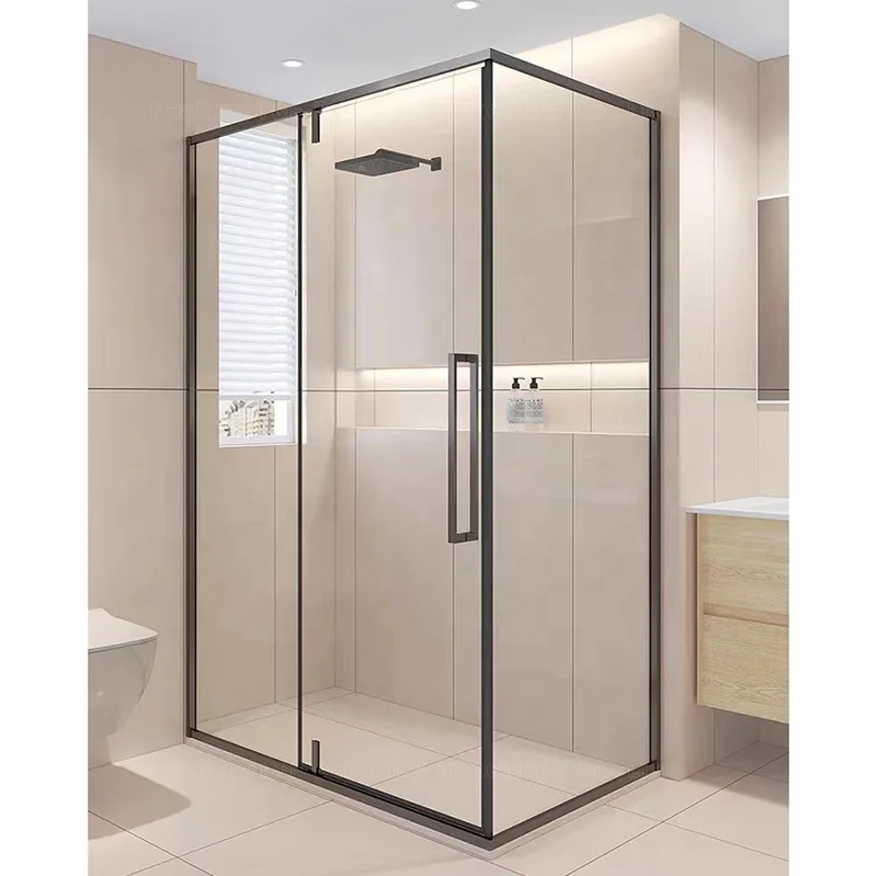 Modern Black Bath Shower Cabin Set 8mm 10mm Tempered Glass Bathroom Shower Cabinet Room