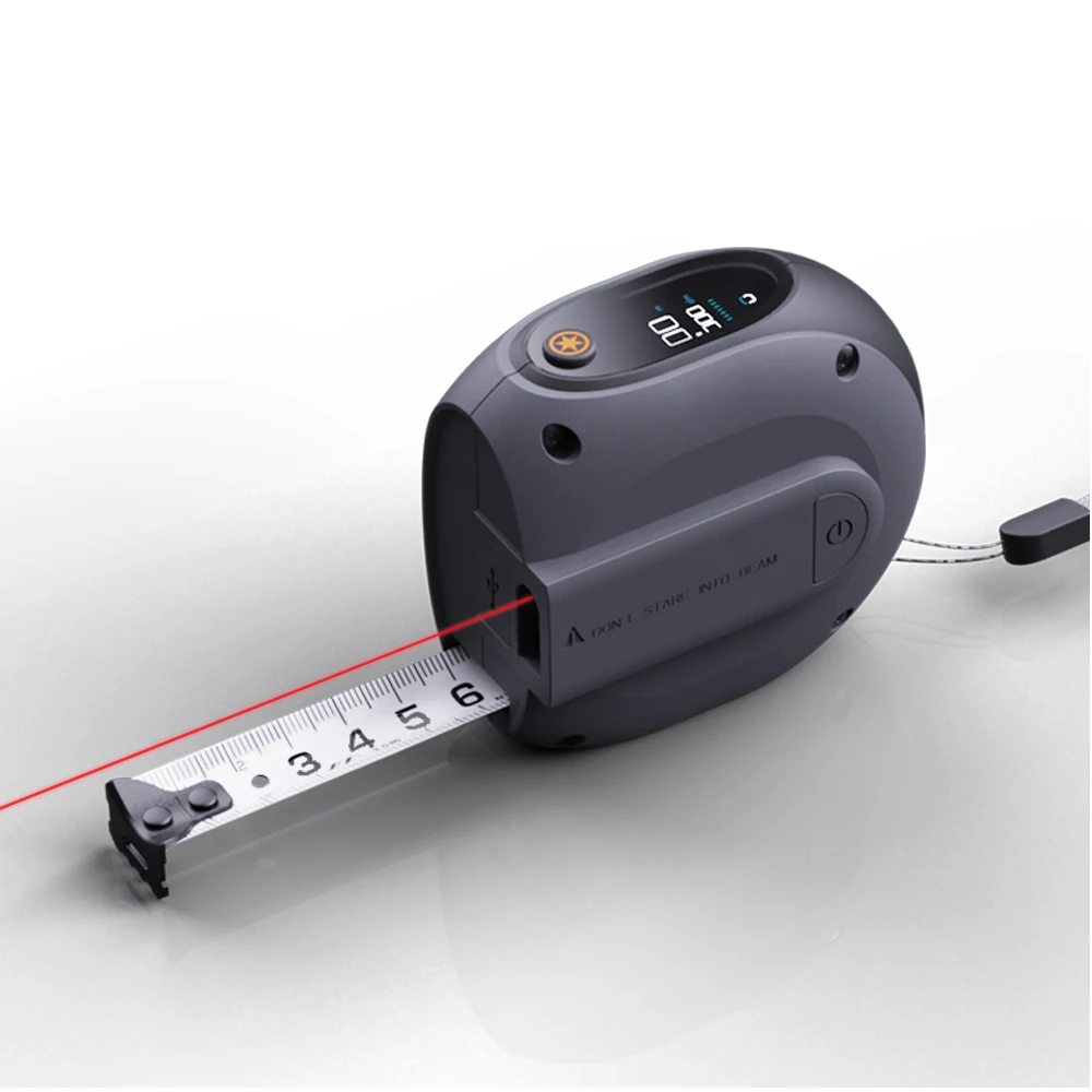 JIMIHOME New 2 in 1 Laser Distance Meter 30M + Retractable Tape Measure 5.5m Laser Range Finder Electronic Ruler Steel