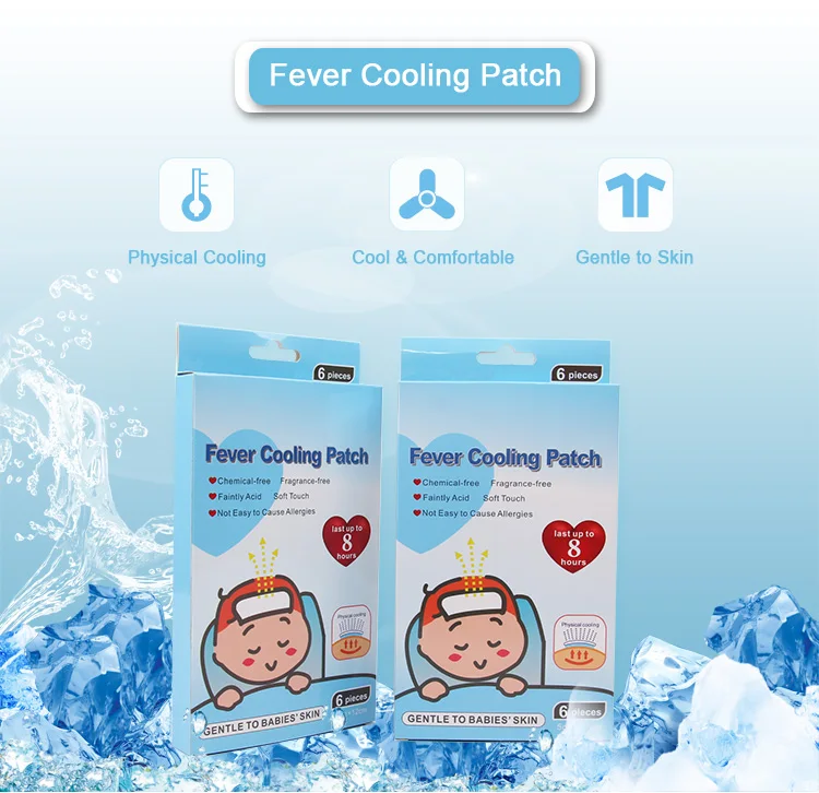 
Customized High Quality Hydrogel Antipyretic Forehead Fever Reduce Ice Cooling Gel Patches 