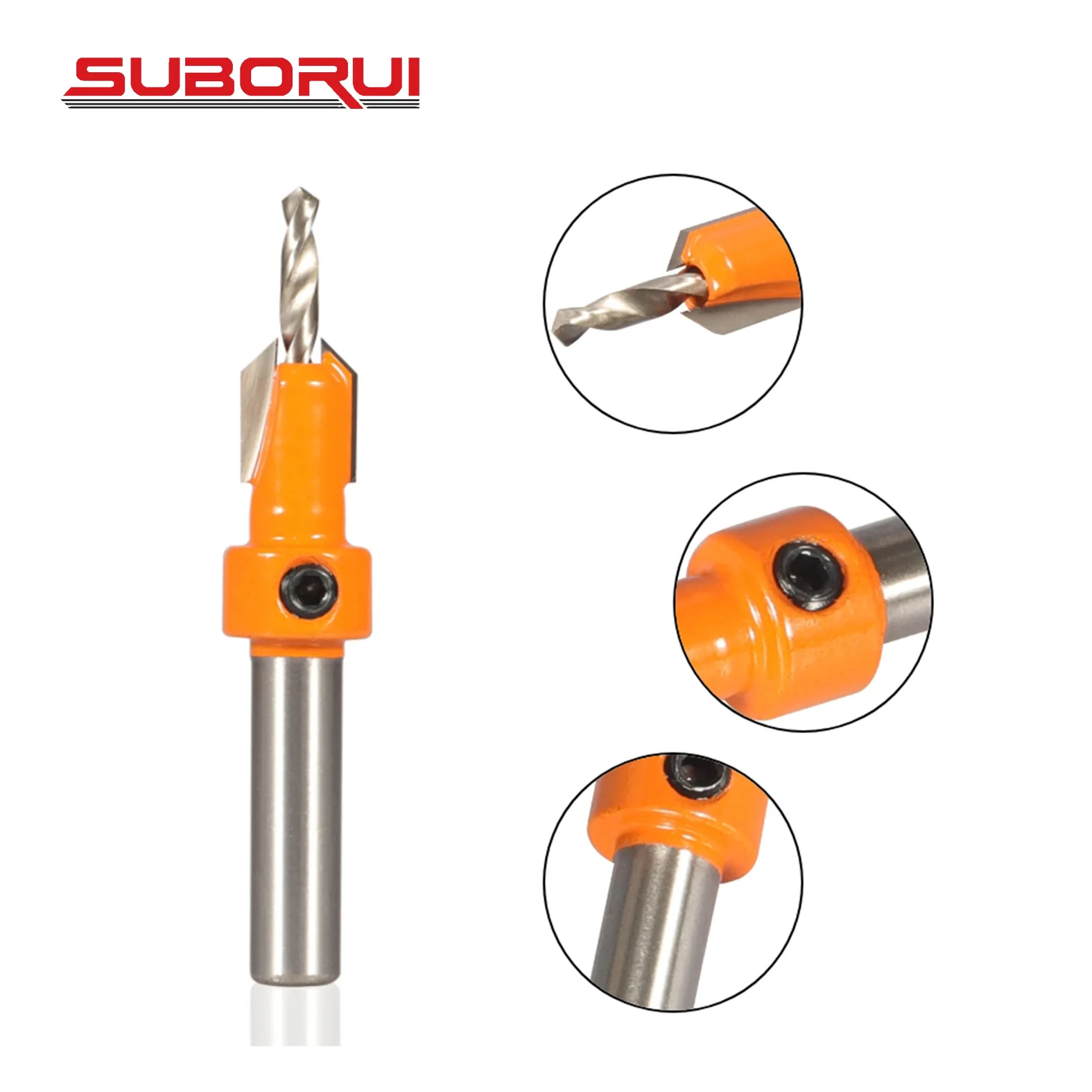 BORUI Hss Wood Countersink Screw Drill Bit Set Drive Bit Adjustable Positioner Tapered Drill Bit With Countersink For Woodwork