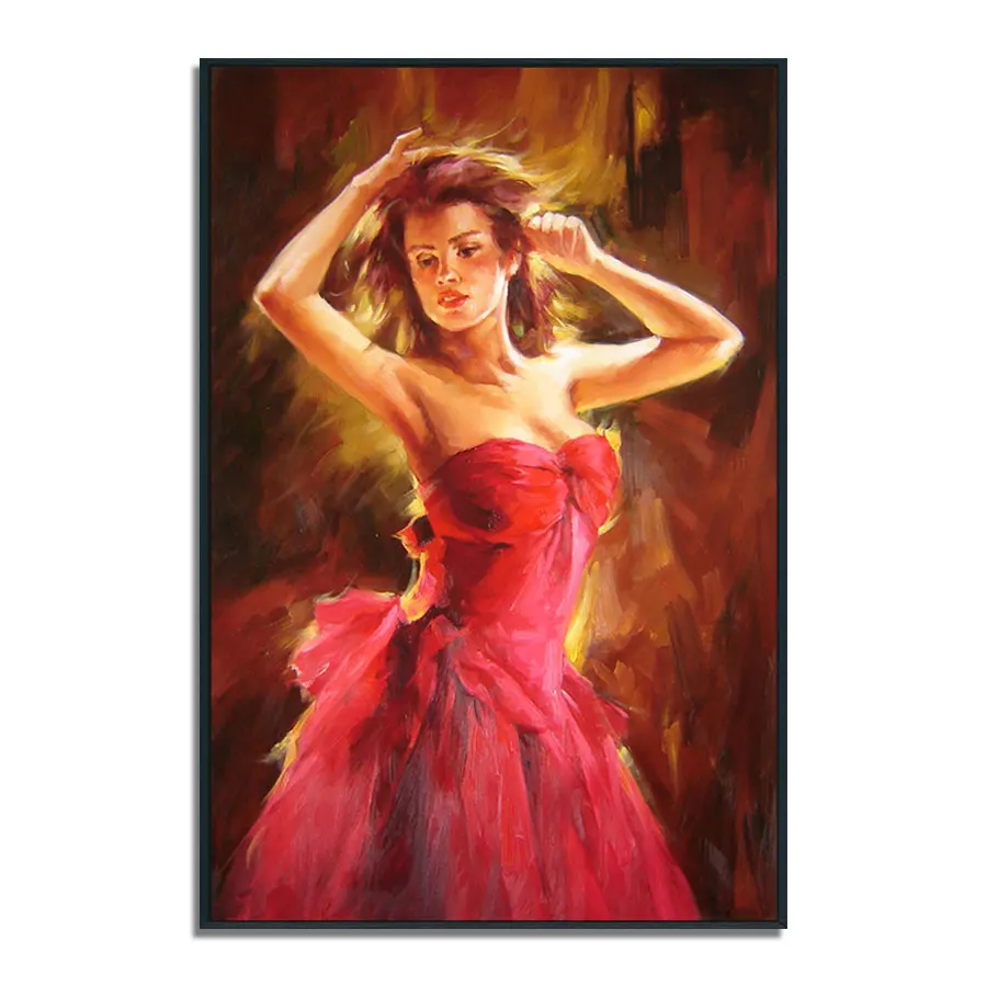Original Art Hand-Painted Modern Dancing Women Oil Painting on Canvas Custom Size Home Wall Decor