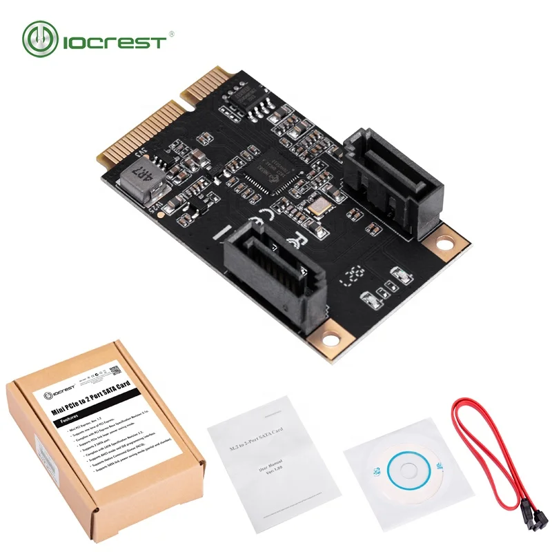IOCREST 2 Port SATA III Full Height Mini PCIe 3.0 Controller Card