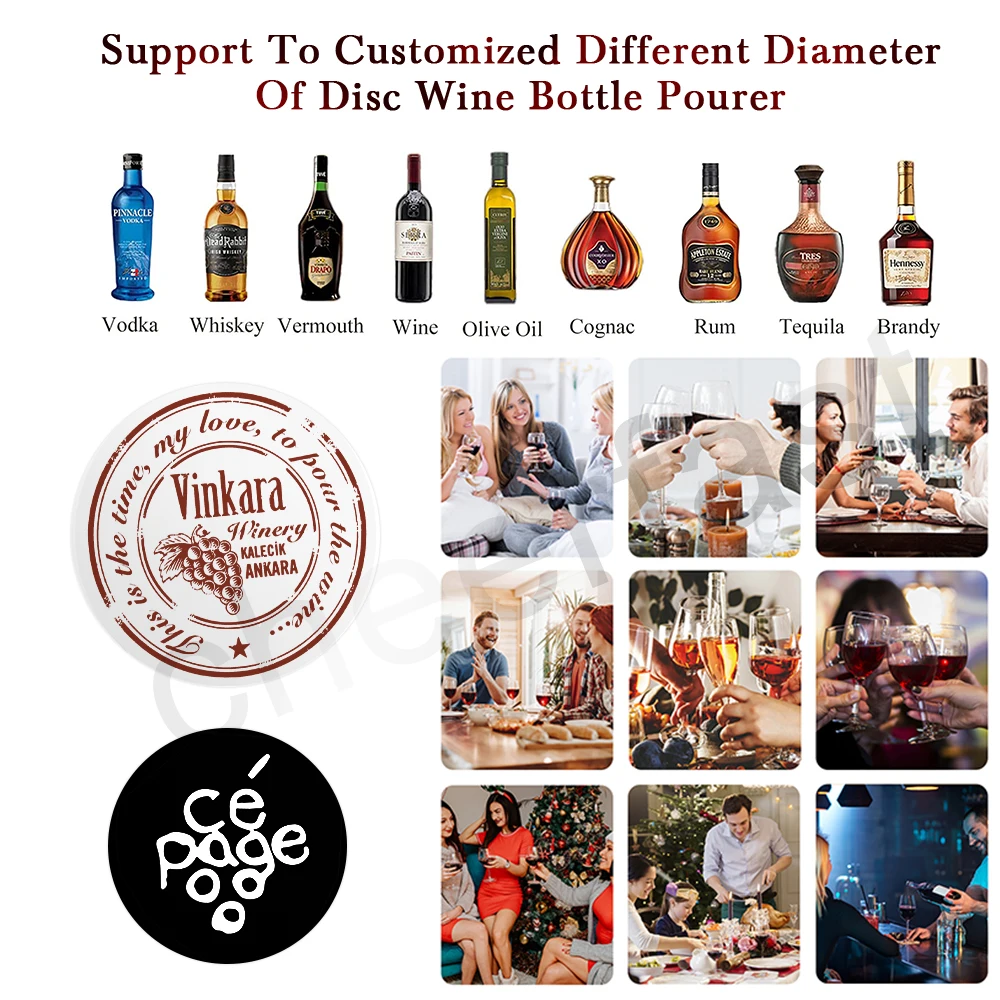 Good Idea Design Custom Logo Wine Pourer Disc Well Made Wine Bottle Pour Drop Personalized Design Logo Wine Bottle Pourer