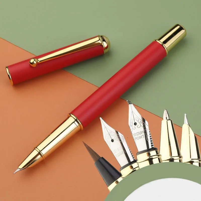 RTS Calligraphy Pen 5 Kinds of Nib Multi-color Metal Body Multi-purpose Business Gift Student Training Class Fountain Pen