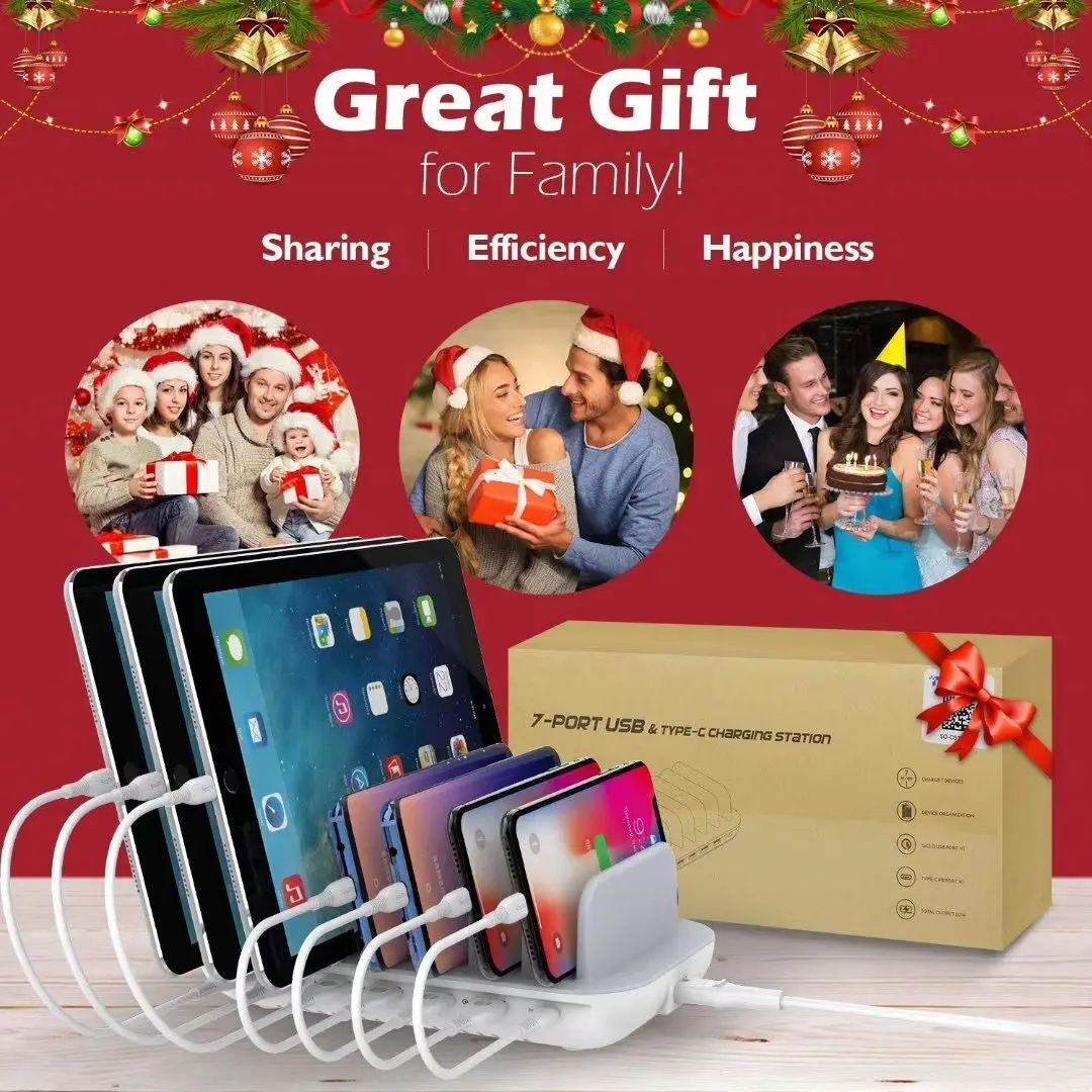 
ETL FCC and CE Certificated Seven USB Charging Station Mobile Phone Charging Station for iPhone 