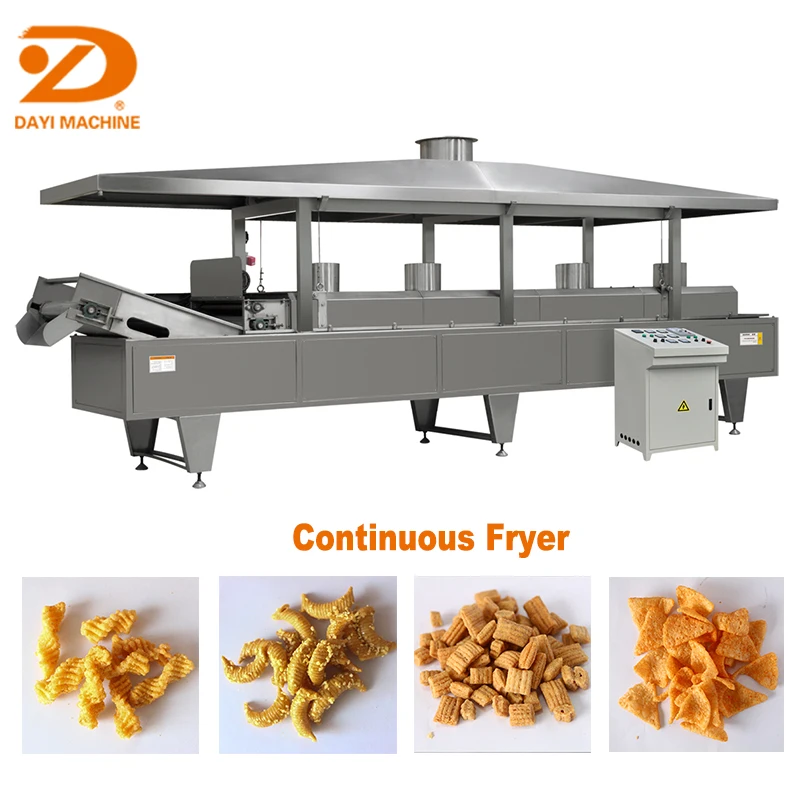 high quality electric gas 304 pellet automatic continuous food frying conveyor fried machine fried corn snack equipment