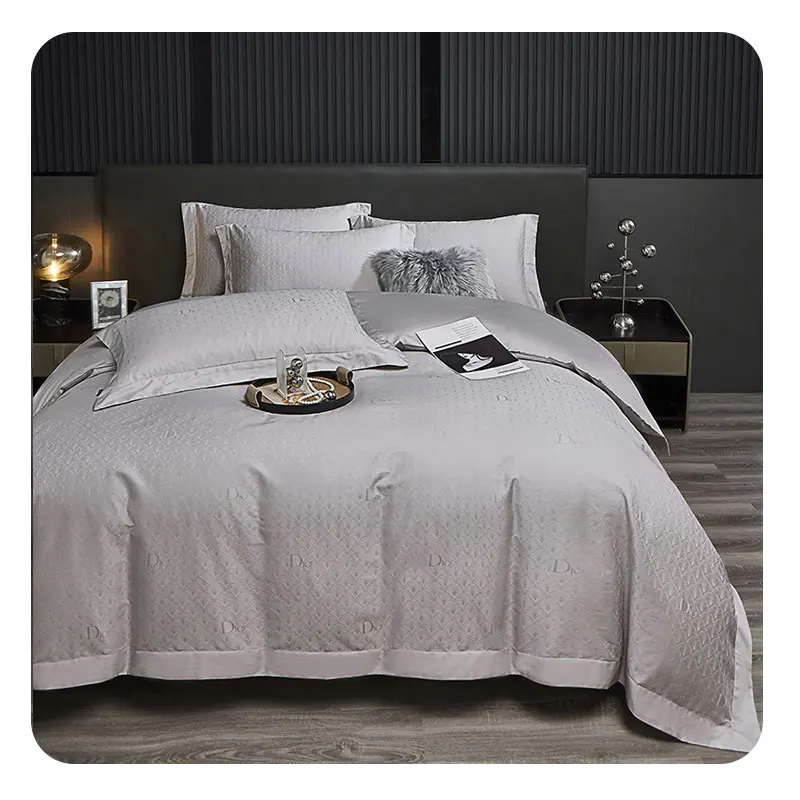 1000TC 100 Egyptian Cotton Hotel Bedding Suit 140 Count Long-Staple Light Luxury Embroidery Four-Piece Set Bed Sheet Quilt Cover