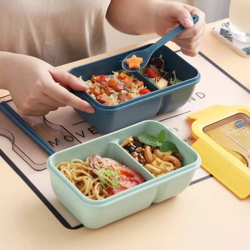 Hot Sale Portable Food Container Picnic Bento Box PP Plastic Microwave Heatable Student Lunch Box