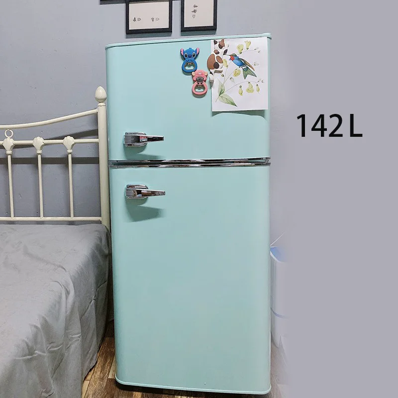 Retro refrigerator double door top freezer home refrigerator multiple color options high quality energy saving