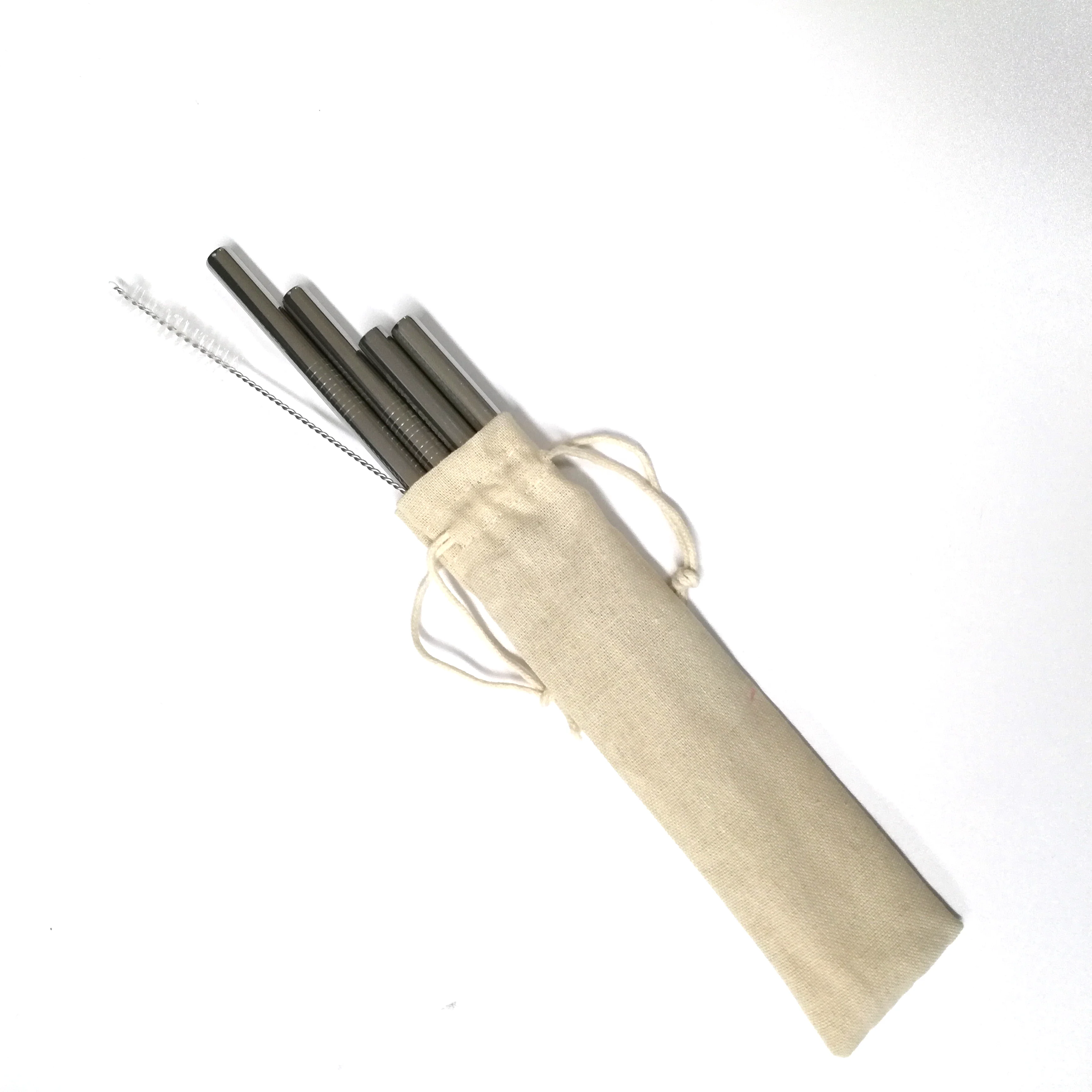 
4Pack 10MM Stainless Steel Straws With Cleaning Brush For Drinking 