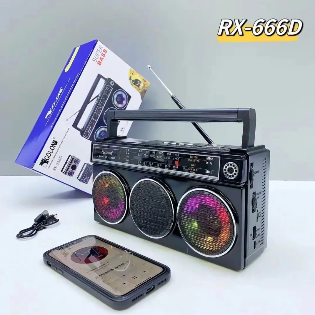 Cross-Border New Arrival Retro BT Audio AM/FM/SW Portable Solar Outdoor Portable Pluggable Radio