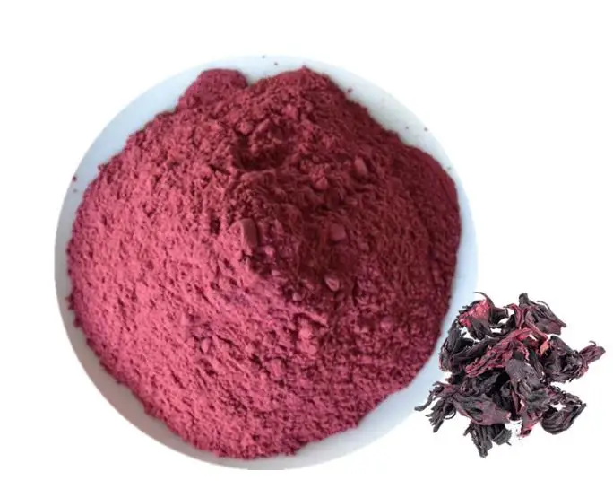 Chinese Natural Pure Plant powder  supplier Food Grade Hibiscus Flower Powder Water- Soluble  Pure Roselle flower powder