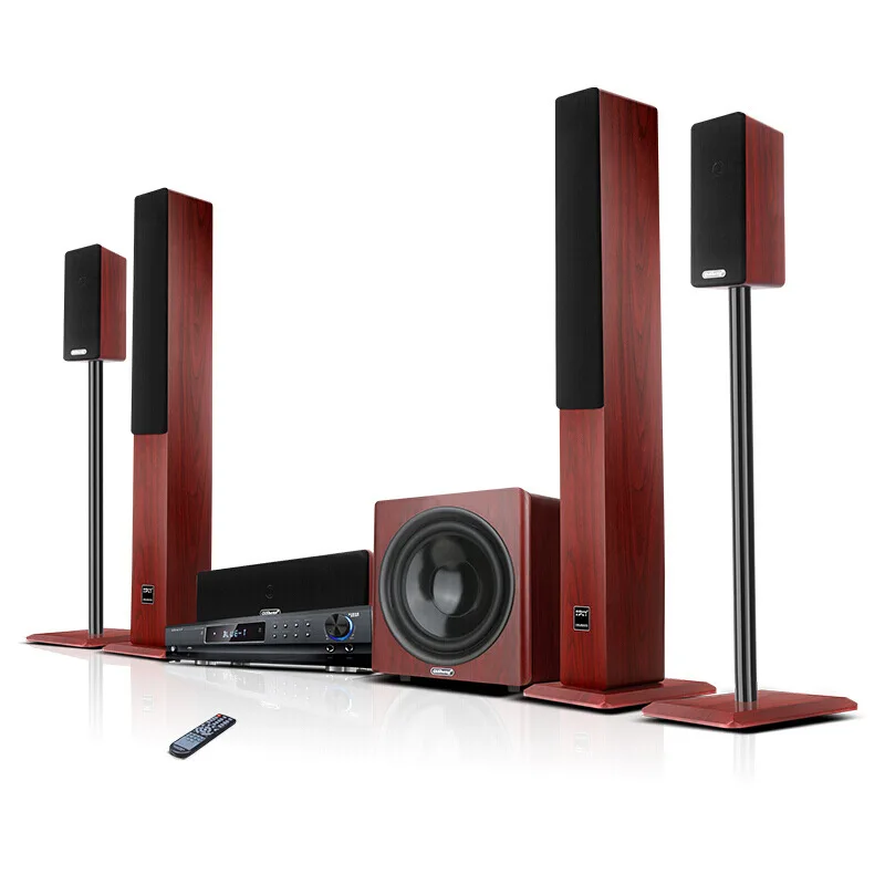 Wooden 5.1 Home Theater Audio K Song Set Karaoke Speaker Home Blue tooth Mobile Wireless Speaker 1000W