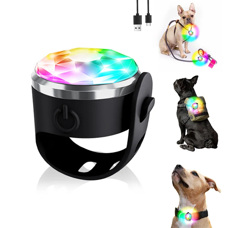 Custom Logo Multicolor Glowing Pet Harness Collar Leash Light Flash Dog Accessories Pendant Mini LED Dog Light