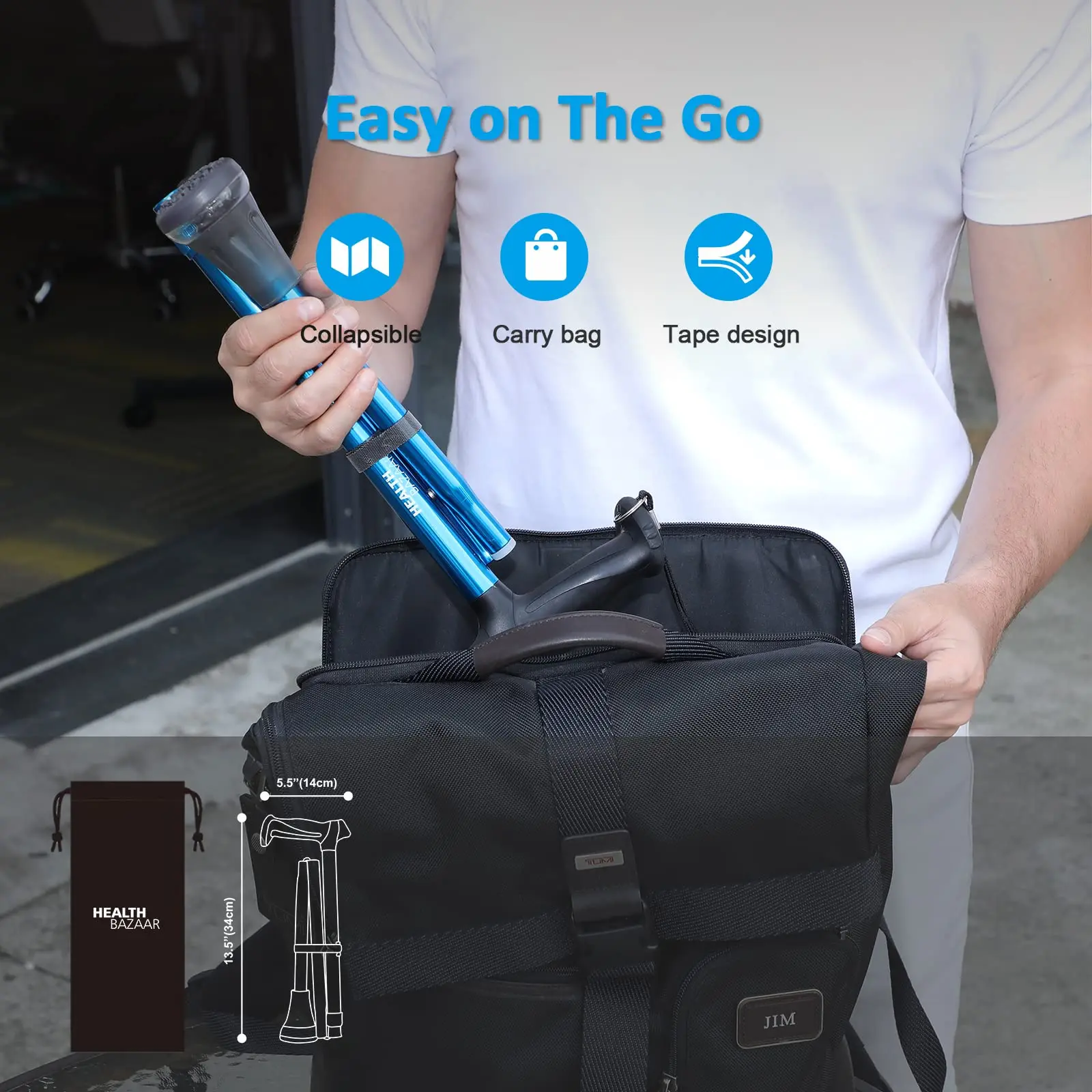 Health BAZAAR Walking Stick Personal Defense Retractable Cane Adjustable Height Crutches Silver Walking Cane Elderly