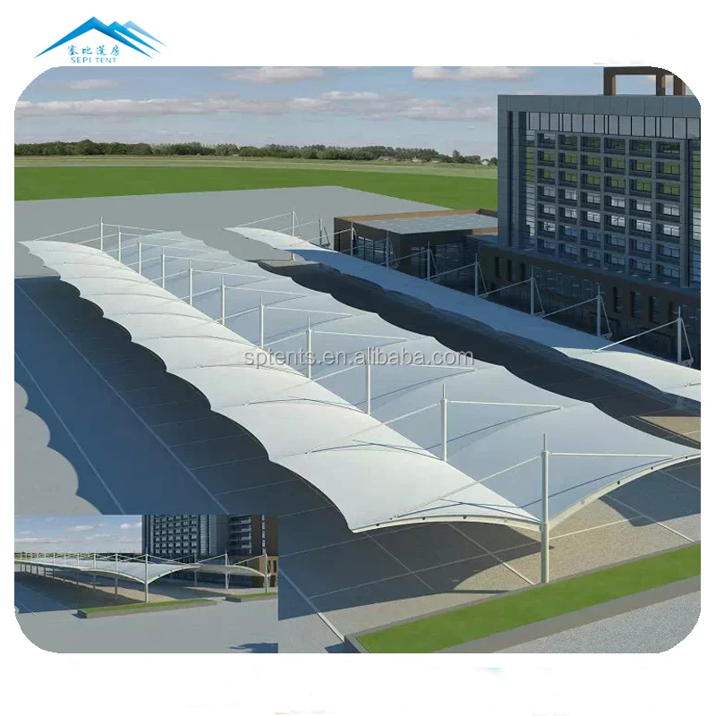 Customized size  metal frame PVDF strong and sturdy canopy carport garages canopies parking garage car system