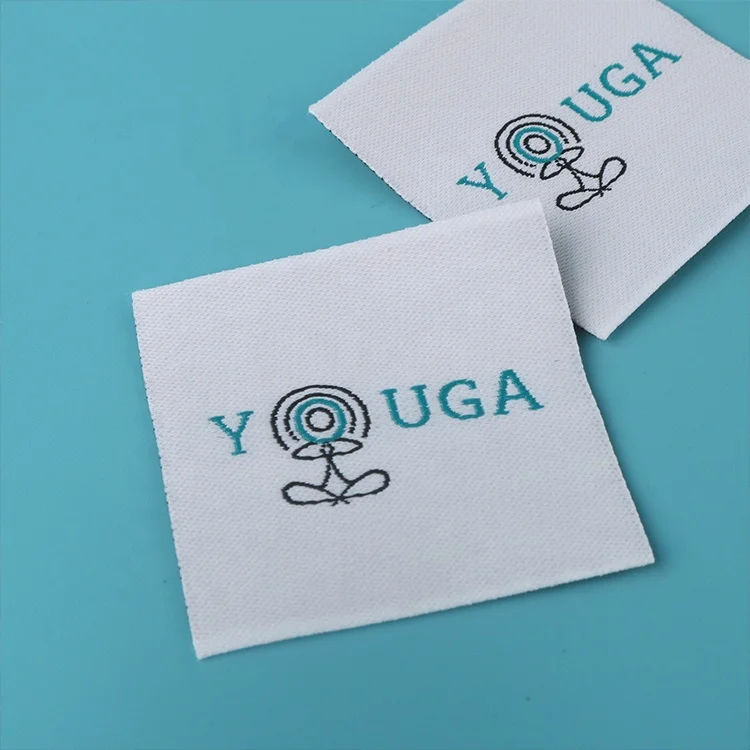 High Quality Custom Cheap Brand Yoga Name T-shirt Hem Tag Clothing Damask Woven Labels for T-shirts