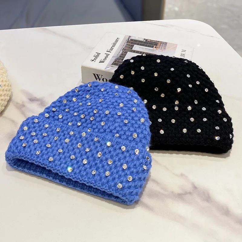 Bling Shining Women Beanie 5 Colors Luxury Winter Hats For Girl Ladies Christmas Fitted Designer Knitted Outfits Tops