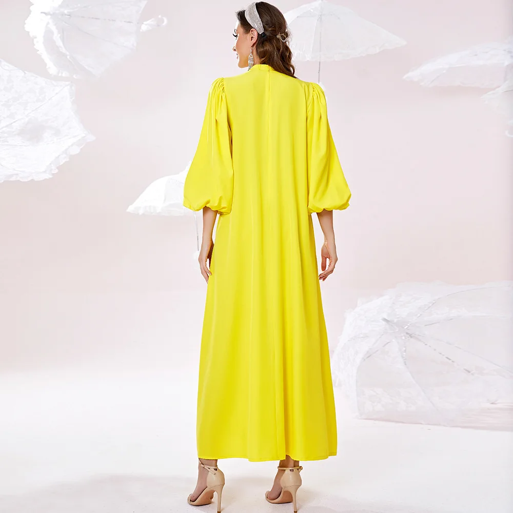 Hijab Jellaba Dress Women Embroidery  Long Sleeve Dubai Kaftan Moroccan 2022 Summer Fashion Elegant Maxi Dresses