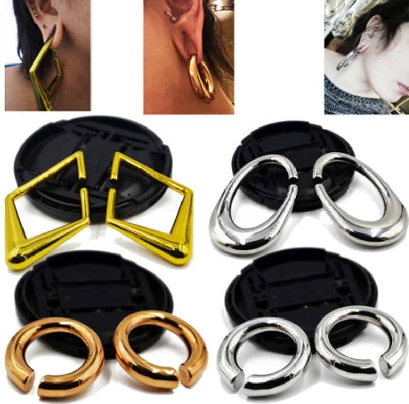 new arrival heavy ear weight 316L stainless steel ear gauges piercing rhombus Lock Triangle Round shape tunnels body jewelry