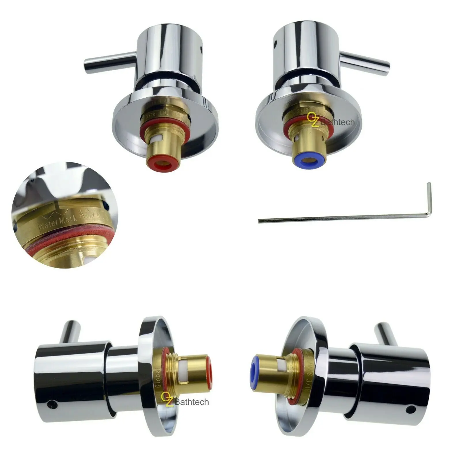 Brass Round Wall Bath Mixer Hot Cold Twin Taps for Shower Head Chrome Bathroom Washing Machine Stops