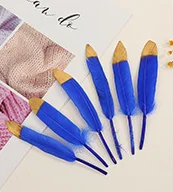 Cheap 10-15cm Goose Feather Jewelry Decorative Accessories Feather With Gold Painted Tips For Garment Hats Crafts Making