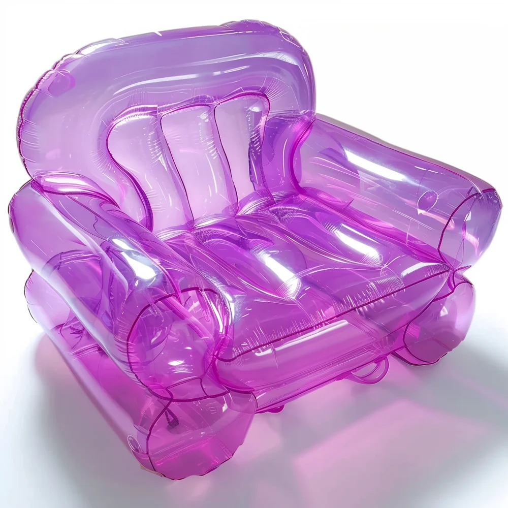 Clear Pink PVC Inflatable Air Sofa Set for Adults Plastic Outdoor Armchair with Ottoman Free Sample for Dining & Living Room Use