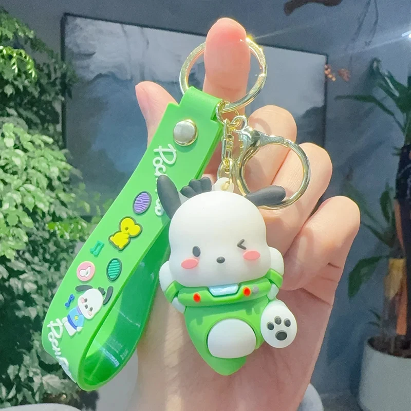 Sanrioo Anime Keychain Cute Cosplay Pochacco Doll Keyring Kawaii Children Toys Women Car Pendant Keychains Christmas Gifts